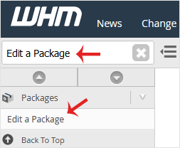How to Edit a hosting package in WHM?